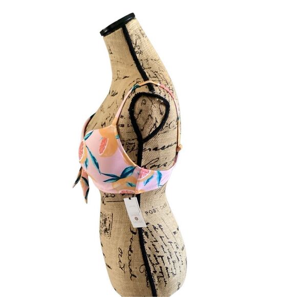 Shade & Shore women’s light lined  Front tie textured Bikini Top  ( Grapefruit P - Picture 8 of 10